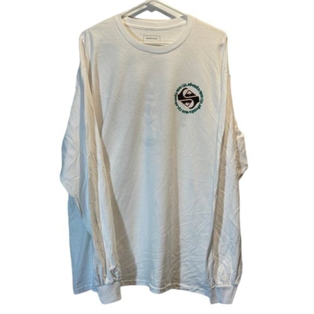 Men's Quicksilver White Graphic Iconic L/S Double Sided Shirt Size XL EUC #5083